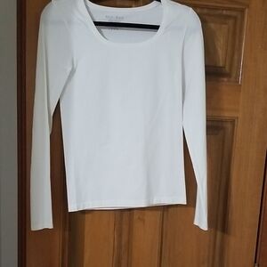 White House Black Market White Long Sleeve Tee Size Small